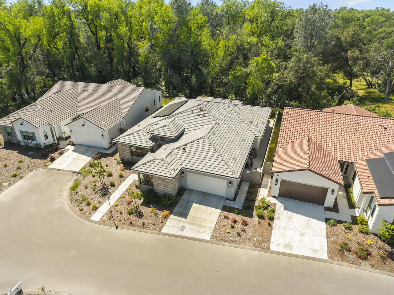 Drone aerial of suburban estate