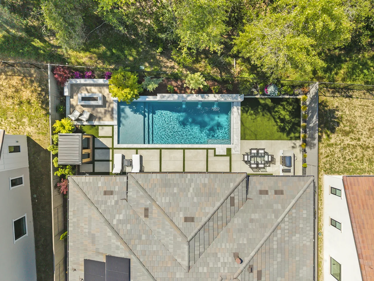 Drone overhead of country estate