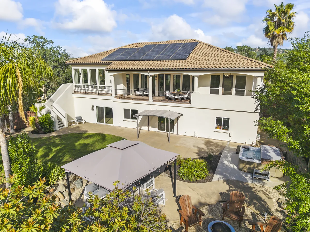 Drone view of Mediterranean estate
