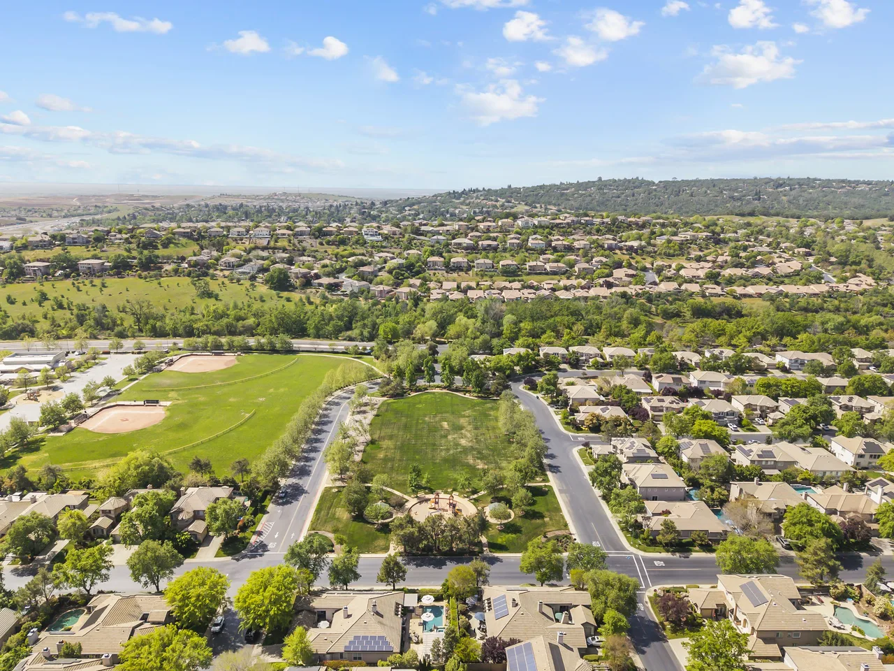 Drone shot showing property and surroundings