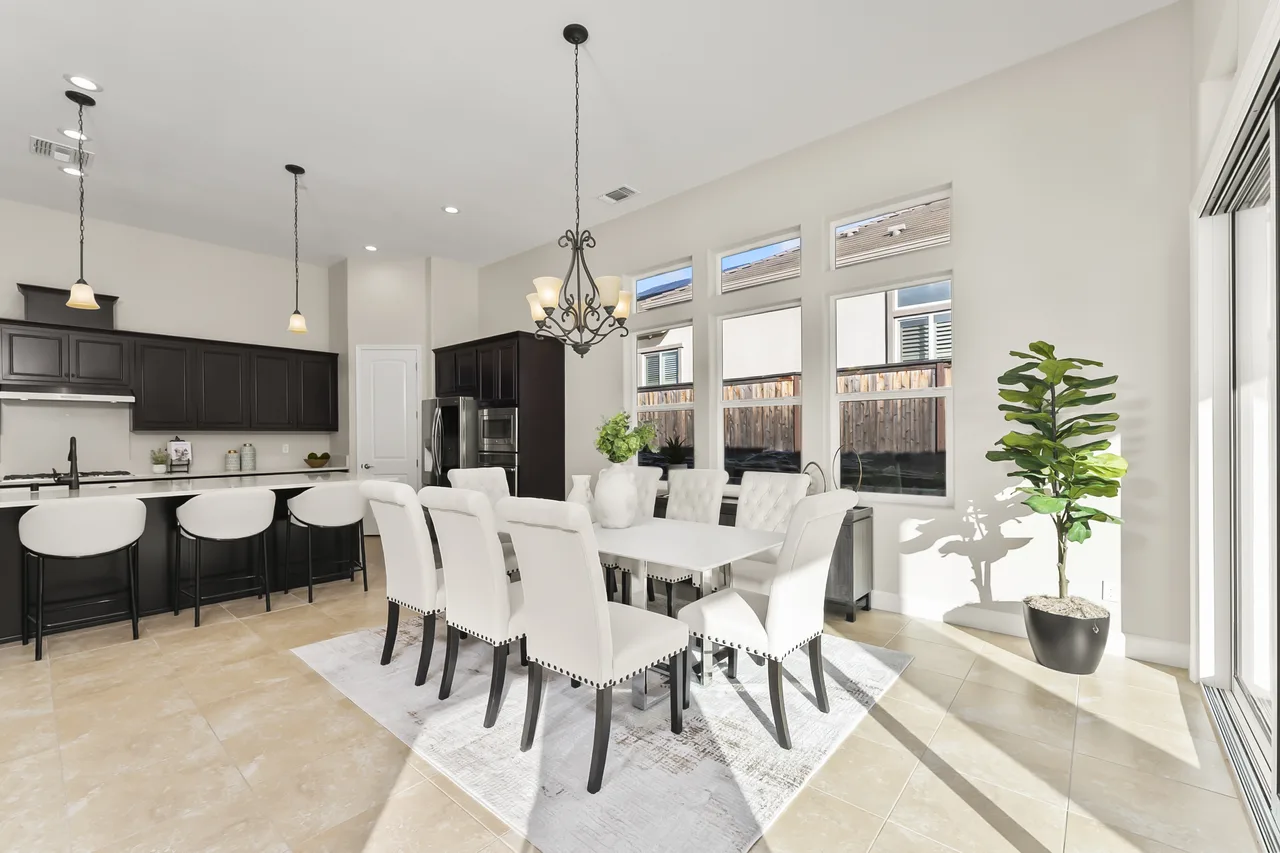 Sunlit dining room interior