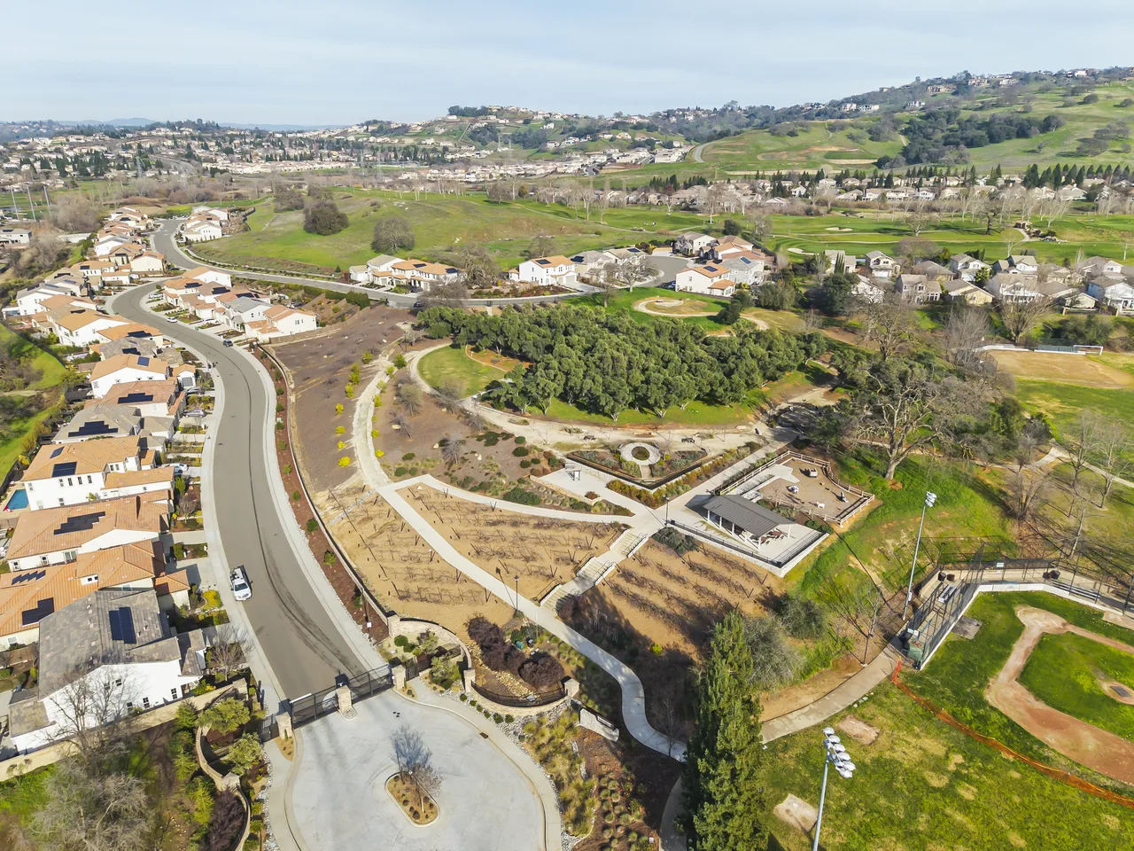 Aerial of Folsom community garden and acreage