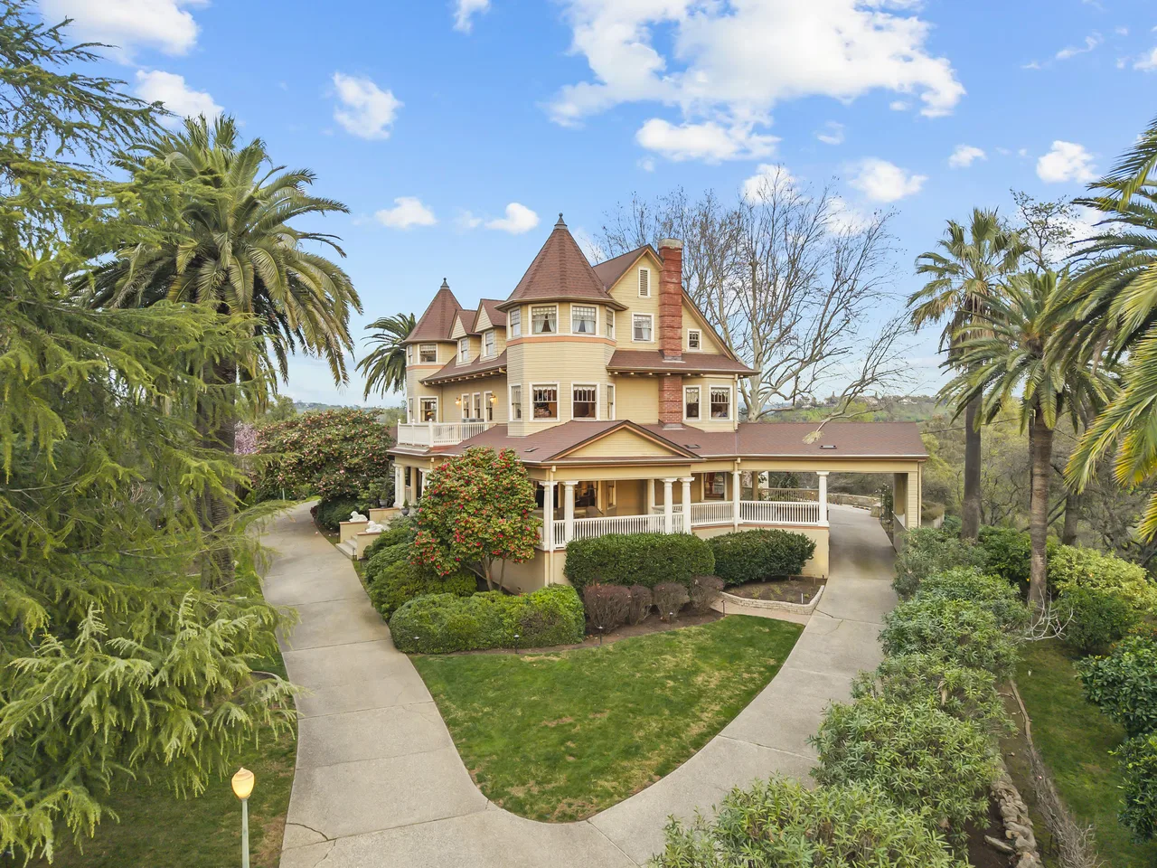 Loomis Victorian Queen Anne estate with palms