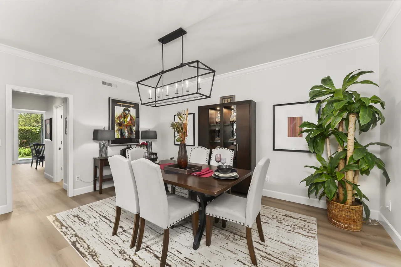 Formal dining room with chandelier